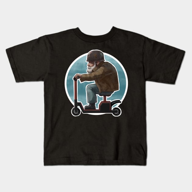 Hipster granpa Kids T-Shirt by Pushi